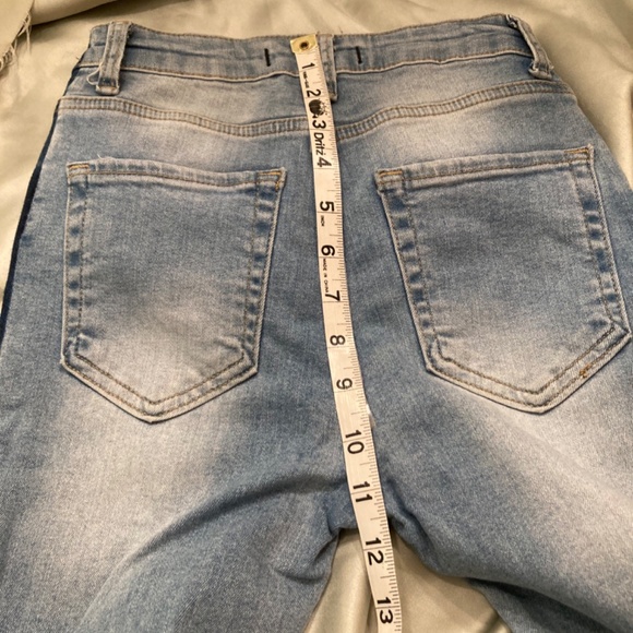 Zeo Basic Premium Tuxedo Stripe Skinny Distressed Hi Wst Jeans 26 Fit Lk 25 EUC - Picture 15 of 16